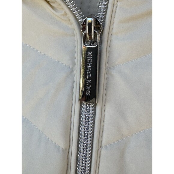 Michael Kors Womens Small Cream Down Fill Packable Winter Hooded Puffer Jacket - Picture 10 of 10